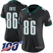 Women's Nike Philadelphia Eagles #86 Zach Ertz 100th Season Black Vapor Untouchable Authentic Stitched NFL Jersey