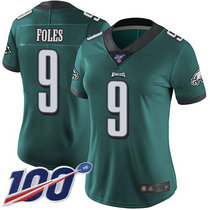 Women's Nike Philadelphia Eagles #9 Nick Foles 100th Season Green Vapor Untouchable Authentic Stitched NFL Jersey