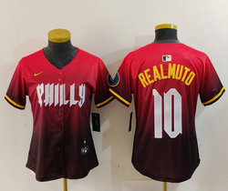 Women's Nike Philadelphia Phillies #10 J.T. Realmuto 2024 Red City Blue Authentic Stitched MLB Jersey