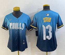 Women's Nike Philadelphia Phillies #13 Stub 2024 City Blue Authentic Stitched MLB Jersey