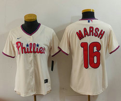Women's Nike Philadelphia Phillies #16 Brandon Marsh Cream Authentic Stitched MLB Jersey