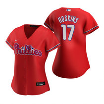 Women's Nike Philadelphia Phillies #17 Rhys Hoskins Red Game Authentic Stitched MLB Jersey