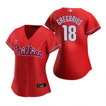 Women's Nike Philadelphia Phillies #18 Didi Gregorius Red Game Authentic Stitched MLB Jersey