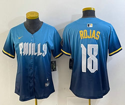 Women's Nike Philadelphia Phillies #18 Johan Rojas 2024 City Blue Authentic Stitched MLB Jersey