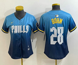 Women's Nike Philadelphia Phillies #28 Alec Bohm 2024 City Blue Authentic Stitched MLB Jersey