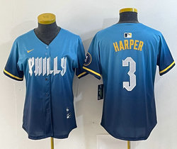 Women's Nike Philadelphia Phillies #3 Bryce Harper 2024 City Blue Authentic Stitched MLB Jersey