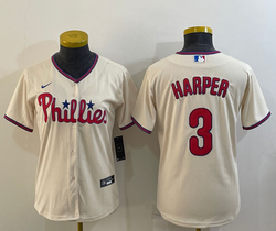 Women's Nike Philadelphia Phillies #3 Bryce Harper Cream Authentic Stitched MLB Jersey