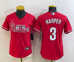 Women's Nike Philadelphia Phillies #3 Bryce Harper Red Game Authentic Stitched MLB Jersey