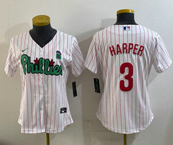 Women's Nike Philadelphia Phillies #3 Bryce Harper White (Red Strip) 2(II) Joint MLB Jersey