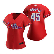 Women's Nike Philadelphia Phillies #45 Zack Wheeler Red Game Authentic Stitched MLB Jersey
