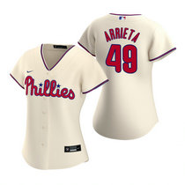 Women's Nike Philadelphia Phillies #49 Jake Arrieta Cream Game Authentic Stitched MLB Jersey