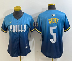 Women's Nike Philadelphia Phillies #5 Bryson Stott 2024 City Blue Authentic Stitched NBA Jersey