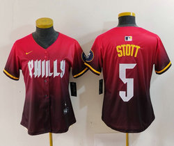 Women's Nike Philadelphia Phillies #5 Bryson Stott 2024 Red City Blue Authentic Stitched MLB Jersey