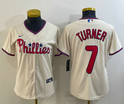 Women's Nike Philadelphia Phillies #7 Trea Turner Cream Game Authentic Stitched MLB Jersey