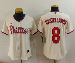 Women's Nike Philadelphia Phillies #8 Nick Castellanos Cream Authentic Stitched MLB Jersey