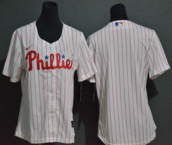 Women's Nike Philadelphia Phillies Blank White (Red Strip) Game Authentic Stitched MLB Jersey