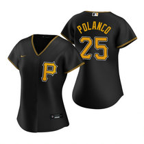Women's Nike Pittsburgh Pirates #25 Gregory Polanco Black Game Authentic Stitched MLB Jersey