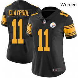 Women's Nike Pittsburgh Steelers #11 Chase Claypool Black Rush Authentic Stitched NFL Jersey