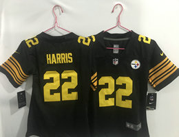 Women's Nike Pittsburgh Steelers #22 Najee Harris Black Rush 2021 NFL Draft Authentic Stitched NFL Jersey