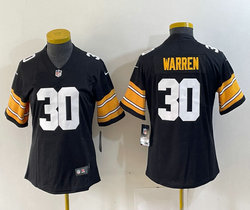 Women's Nike Pittsburgh Steelers #30 Jaylen Warren Black Big Number Vapor Untouchable NFL jersey