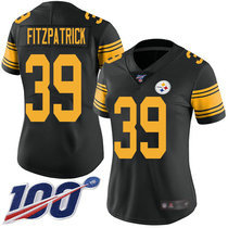 Women's Nike Pittsburgh Steelers #39 Minkah Fitzpatrick 100th Season Black Rush Authentic Stitched NFL Jersey