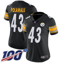 Women's Nike Pittsburgh Steelers #43 Troy Polamalu 100th Season Black Vapor Untouchable Limited Authentic Stitched NFL Jersey