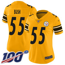 Women's Nike Pittsburgh Steelers #55 Devin Bush 100th Season Gold Inverted Legend Vapor Untouchable Authentic Stitched NFL jersey