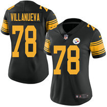 Women's Nike Pittsburgh Steelers #78 Alejandro Villanueva Black Rush Authentic stitched NFL jersey