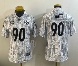 Women's Nike Pittsburgh Steelers #90 T. J. Watt 2024 Salute to Service Authentic Stitched NFL Jersey