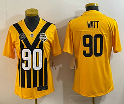 Women's Nike Pittsburgh Steelers #90 T. J. Watt Gold 1933 Throwback Stitched NFL Jersey