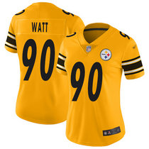 Women's Nike Pittsburgh Steelers #90 T. J. Watt Gold Inverted Legend Vapor Untouchable Authentic Stitched NFL jersey