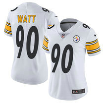Women's Nike Pittsburgh Steelers #90 T. J. Watt White Vapor Untouchable Limited Authentic Stitched NFL Jersey