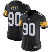 Women's Nike Pittsburgh Steelers #90 T.J.Watt Black New Vapor Untouchable Authentic Stitched NFL Jersey