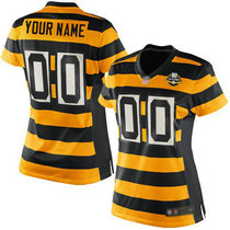 Women's Nike Pittsburgh Steelers Customized Yellow Black Alternate 80TH Authentic Stitched NFL Jerseys