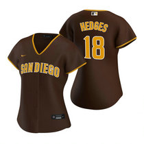 Women's Nike San Diego Padres #18 Austin Hedges Brown Game Authentic Stitched MLB Jersey