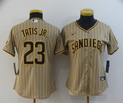 Women's Nike San Diego Padres #23 Fernando Tatis Jr. Brown stripe Game Authentic Stitched MLB Jersey