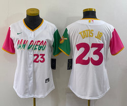 Women's Nike San Diego Padres #23 Fernando Tatis Jr White 2022 City 23 in front Authentic Stitched MLB Jersey