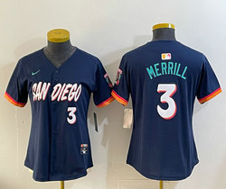 Women's Nike San Diego Padres #3 Jackson Merrill Obsidian 2026 City MLB Jersey