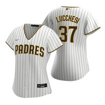Women's Nike San Diego Padres #37 Joey Lucchesi White Game Authentic Stitched MLB Jersey