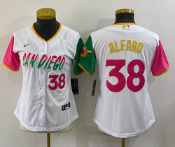 Women's Nike San Diego Padres #38 Jorge Alfaro White 2022 City 38 in front Authentic Stitched MLB Jersey