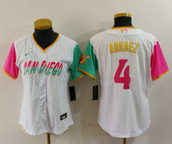 Women's Nike San Diego Padres #4 Luis Arraez White City Authentic Stitched MLB Jersey