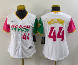 Women's Nike San Diego Padres #44 Joe Musgrove White 2022 City 44 in front Authentic Stitched MLB Jersey
