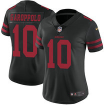Women's Nike San Francisco 49ers #10 Jimmy Garoppolo Black Vapor Untouchable With Team Patch Authentic Stitched NFL jersey