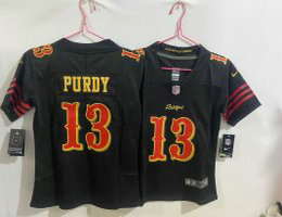 Women's Nike San Francisco 49ers #13 Brock Purdy Black 2025 Authentic stitched NFL jersey