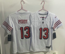 Women's Nike San Francisco 49ers #13 Brock Purdy White have the black outline Authentic stitched NFL jersey