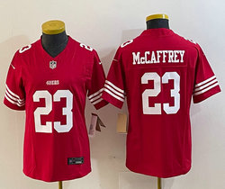 Women's Nike San Francisco 49ers #23 Christian McCaffrey Red 2023 F.U.S.E Authentic Stitched NFL Jersey