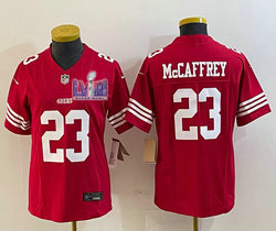 Women's Nike San Francisco 49ers #23 Christian McCaffrey Red 2023 F.U.S.E With 2024 Super Bowl (LVIII ) patch Jersey