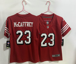 Women's Nike San Francisco 49ers #23 Christian McCaffrey Red have the black outline Authentic stitched NFL jersey