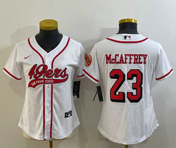 Women's Nike San Francisco 49ers #23 Christian McCaffrey White Joint Stitched baseball jersey