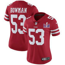 Women's Nike San Francisco 49ers #53 NaVorro Bowman Red With 2024 Super Bowl (LVIII ) patch Jersey